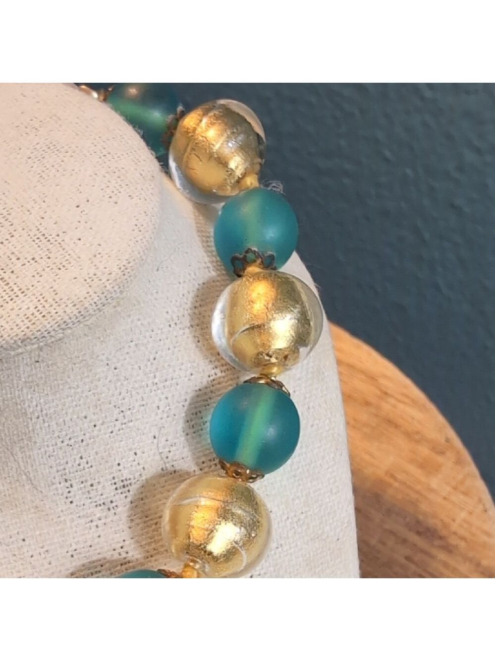 Gold Leaf Infused Glass Beaded Bracelet